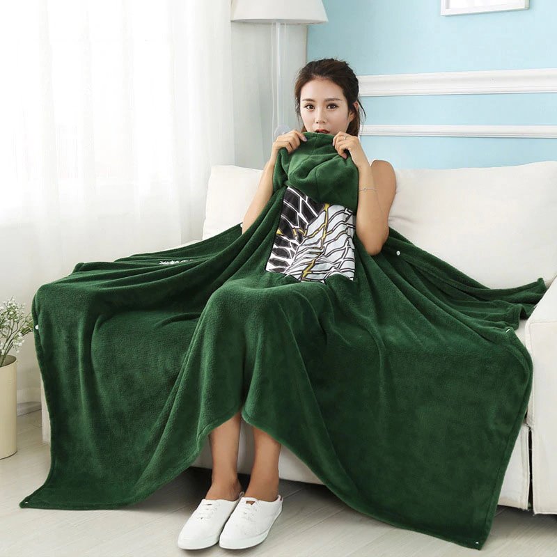 Attack on Titan Emerald Green Hoodie Blanket - Kawaiies - Adorable - Cute - Plushies - Plush - Kawaii