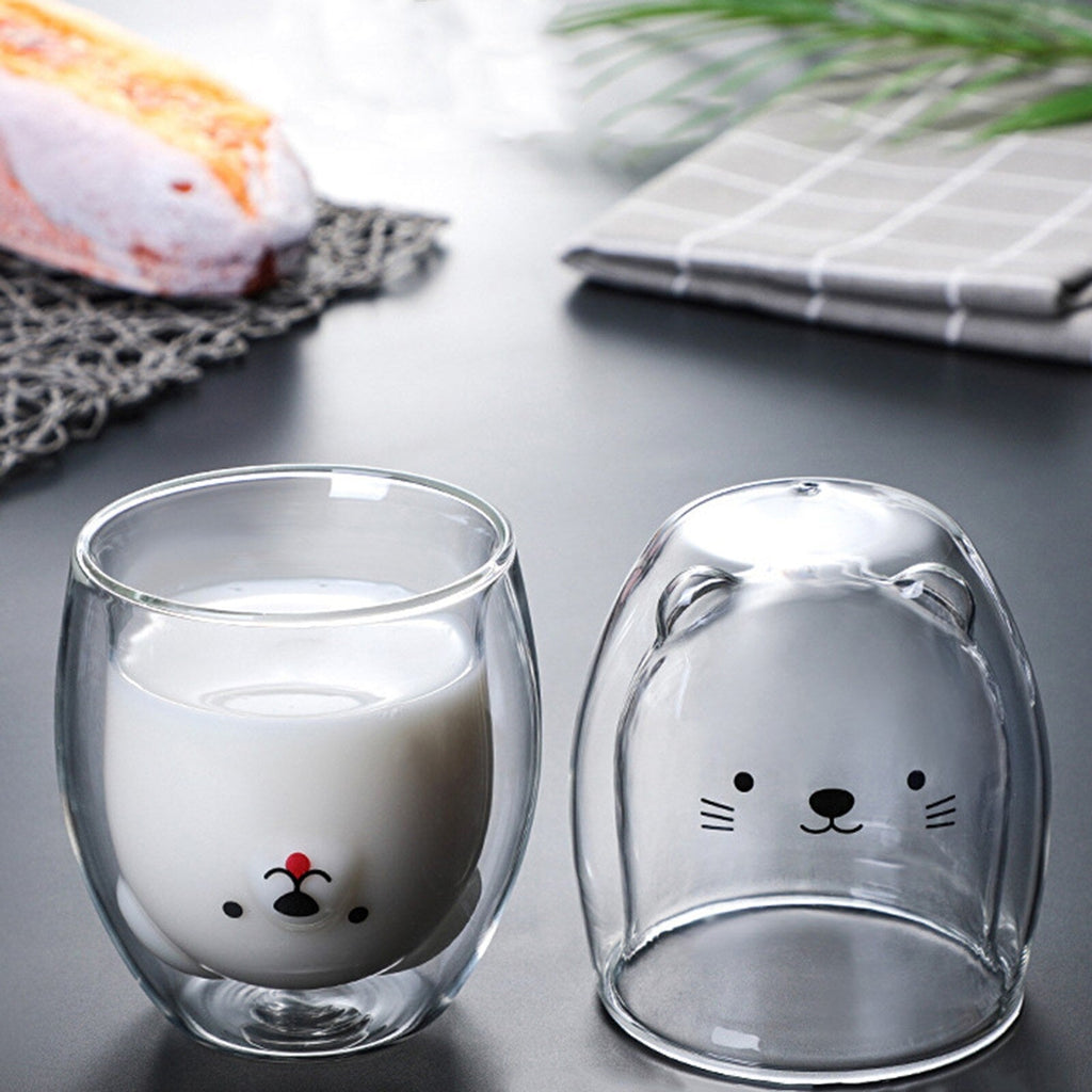 Bear Duck Panda Glass Cup | NEW - Kawaiies - Adorable - Cute - Plushies - Plush - Kawaii