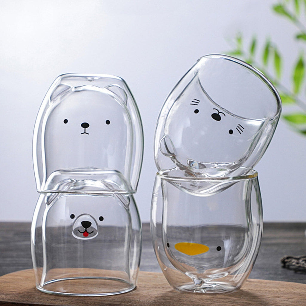 Bear Duck Panda Glass Cup | NEW - Kawaiies - Adorable - Cute - Plushies - Plush - Kawaii