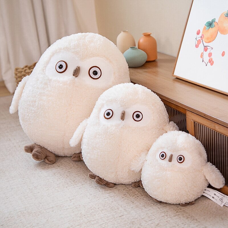 kawaiies-softtoys-plushies-kawaii-plush-Biege Shocked Chonky Owl Plushie | NEW Soft toy 