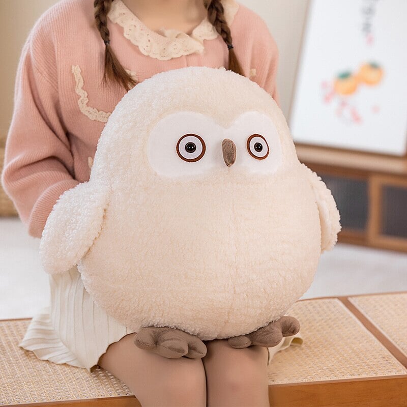 Biege Shocked Chonky Owl Plushie Kawaiies