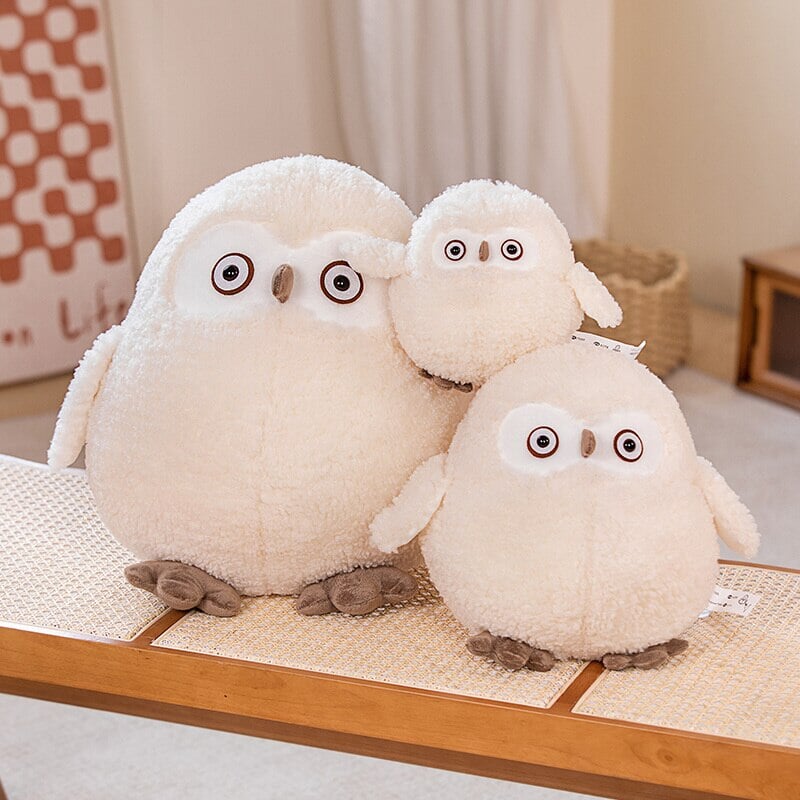 kawaiies-softtoys-plushies-kawaii-plush-Biege Shocked Chonky Owl Plushie | NEW Soft toy 8in / 20cm 