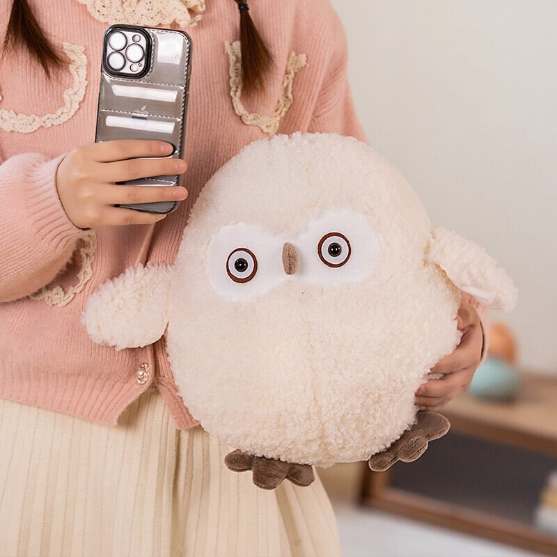 kawaiies-softtoys-plushies-kawaii-plush-Biege Shocked Chonky Owl Plushie | NEW Soft toy 