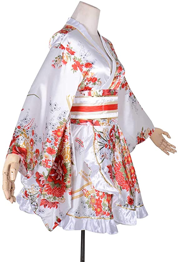 Black White Floral Kimono with OBI Belt - Kawaiies - Adorable - Cute - Plushies - Plush - Kawaii