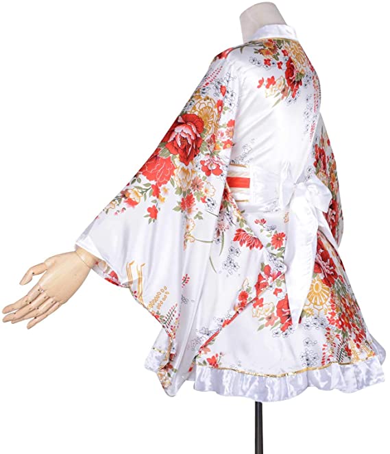 Black White Floral Kimono with OBI Belt - Kawaiies - Adorable - Cute - Plushies - Plush - Kawaii