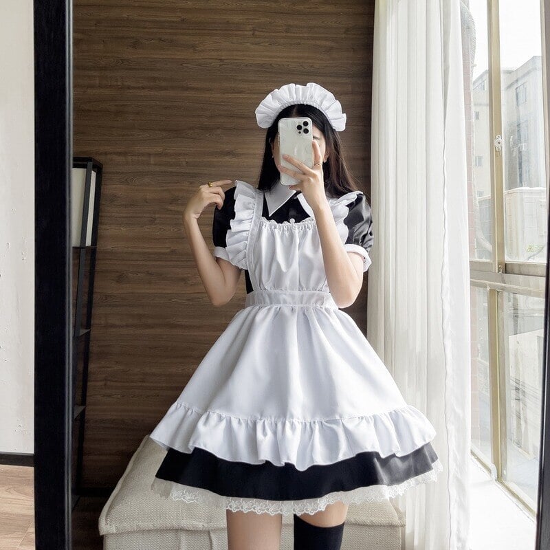 Black White Kawaii Lolita Maid Cosplay Women's Dress | NEW - Kawaiies - Adorable - Cute - Plushies - Plush - Kawaii
