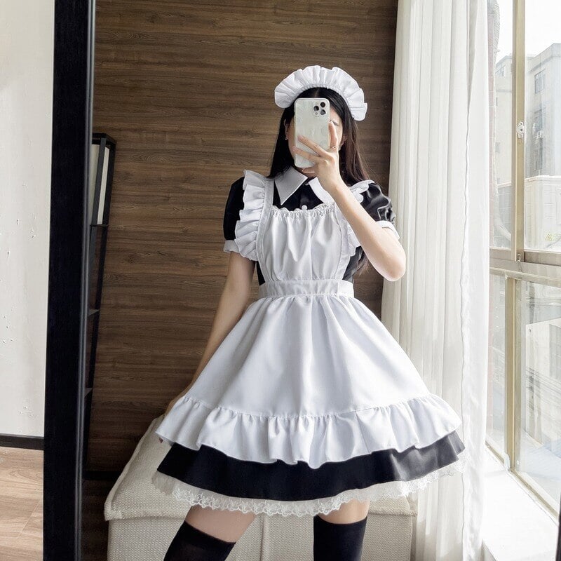 Black White Kawaii Lolita Maid Cosplay Women's Dress | NEW - Kawaiies - Adorable - Cute - Plushies - Plush - Kawaii