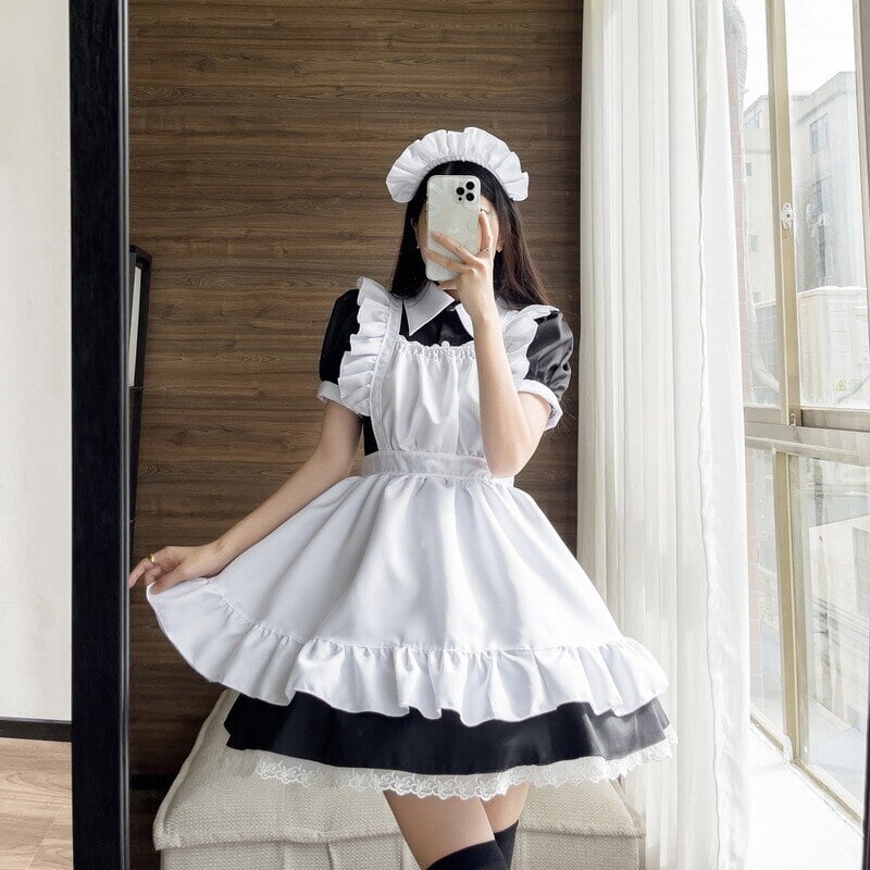 Black White Kawaii Lolita Maid Cosplay Women's Dress | NEW - Kawaiies - Adorable - Cute - Plushies - Plush - Kawaii