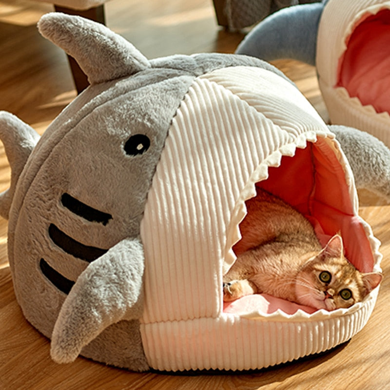 Blue Gray Shark Cat Dog Pet Bed House Hideout - Kawaiies - Adorable - Cute - Plushies - Plush - Kawaii