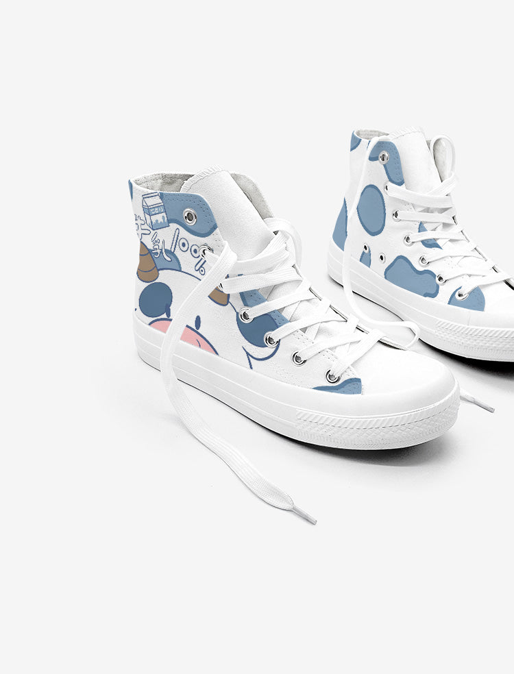 Blue Kawaii Cow Women's Sneakers Trainers - Kawaiies - Adorable - Cute - Plushies - Plush - Kawaii