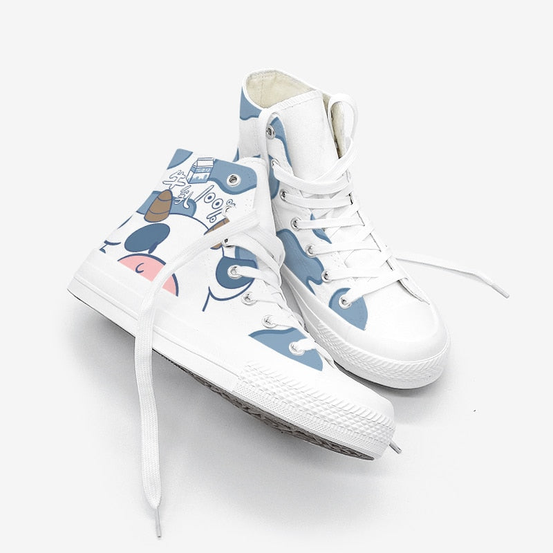 Blue Kawaii Cow Women's Sneakers Trainers - Kawaiies - Adorable - Cute - Plushies - Plush - Kawaii