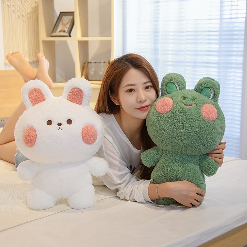 Blushing Frog and Rabbit Friends Plush - Kawaiies - Adorable - Cute - Plushies - Plush - Kawaii