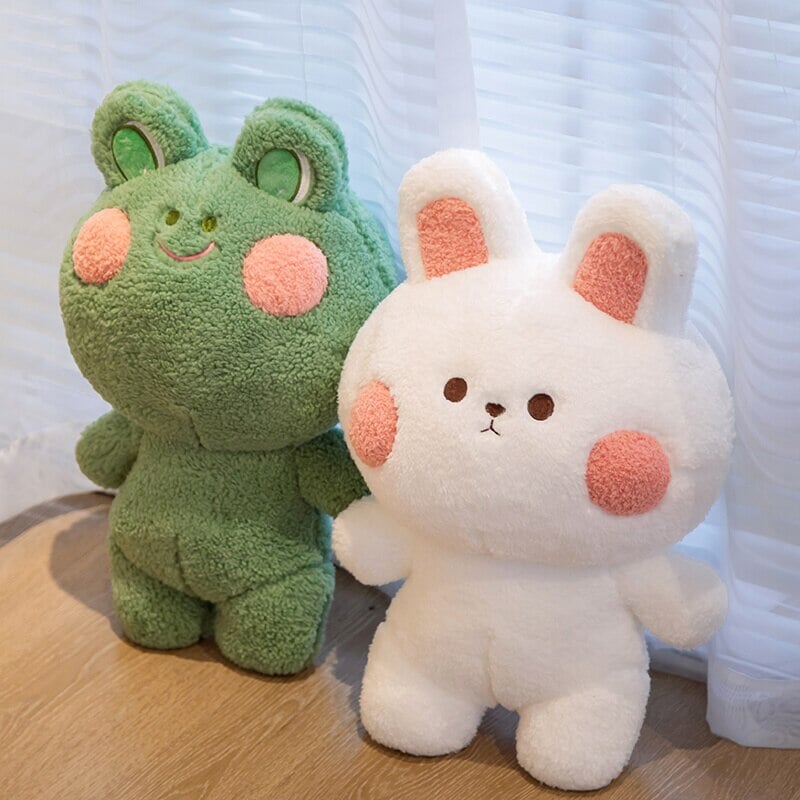 Blushing Frog and Rabbit Friends Plush - Kawaiies - Adorable - Cute - Plushies - Plush - Kawaii