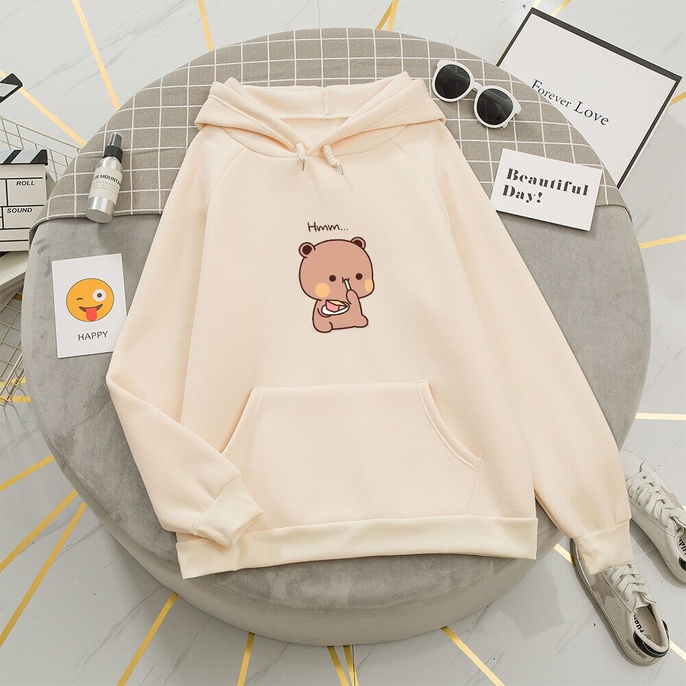 Boba the Brown Bear Munching Cake Unisex Hoodie - Kawaiies - Adorable - Cute - Plushies - Plush - Kawaii