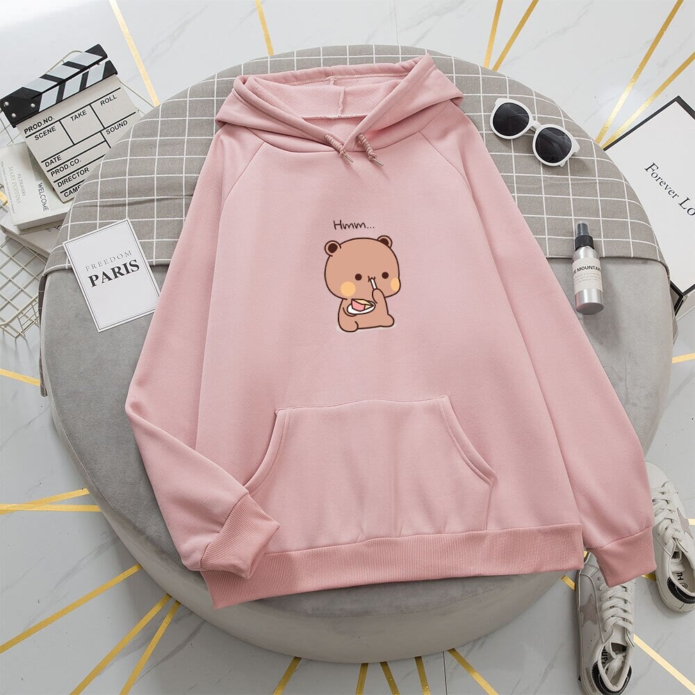 Boba the Brown Bear Munching Cake Unisex Hoodie - Kawaiies - Adorable - Cute - Plushies - Plush - Kawaii