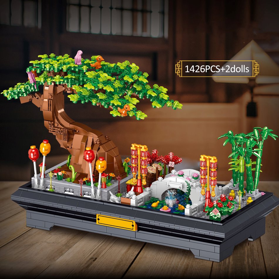 Bonsai Bamboo Tree Lake Scene Nano Building Set - Kawaiies - Adorable - Cute - Plushies - Plush - Kawaii