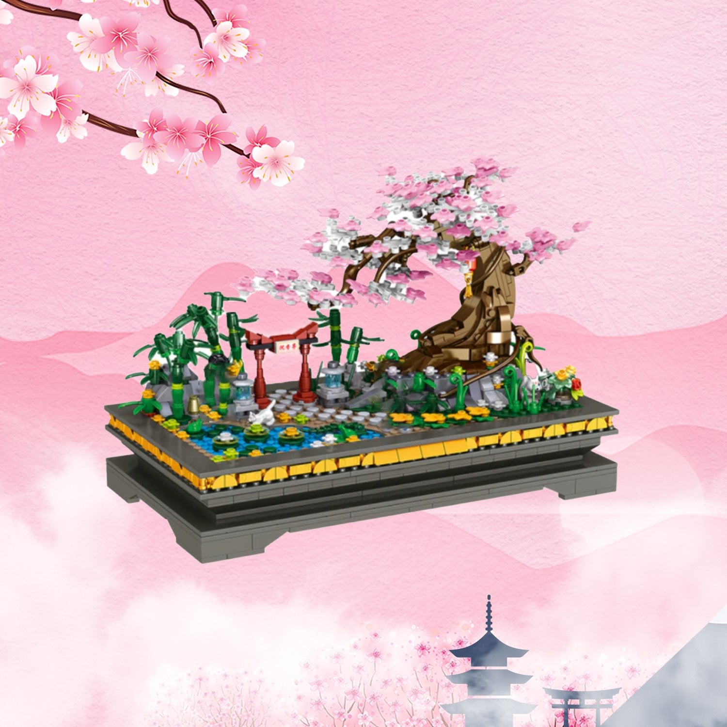 Bonsai Cherry Blossom Sakura Shrine Nano Building Sets - Kawaiies - Adorable - Cute - Plushies - Plush - Kawaii