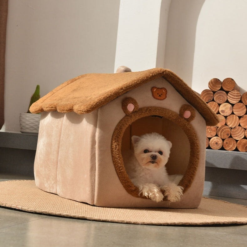 Brown Bear Soft Cat Dog Pet House Kennel - Kawaiies - Adorable - Cute - Plushies - Plush - Kawaii