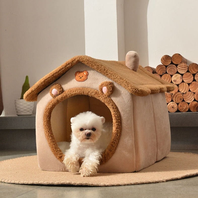 Brown Bear Soft Cat Dog Pet House Kennel - Kawaiies - Adorable - Cute - Plushies - Plush - Kawaii