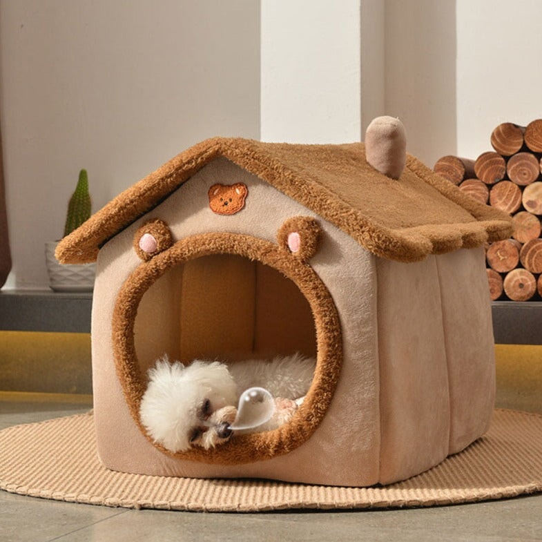 Brown Bear Soft Cat Dog Pet House Kennel - Kawaiies - Adorable - Cute - Plushies - Plush - Kawaii