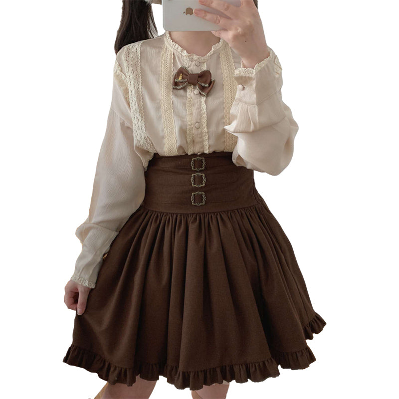 Brown Black Lolita Kawaii Gothic Elegant Long Women Skirt - Kawaiies - Adorable - Cute - Plushies - Plush - Kawaii