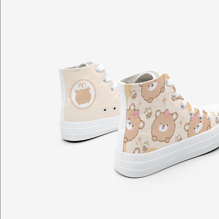 Brown Kawaii Bear Women's Sneakers Trainers - Kawaiies - Adorable - Cute - Plushies - Plush - Kawaii