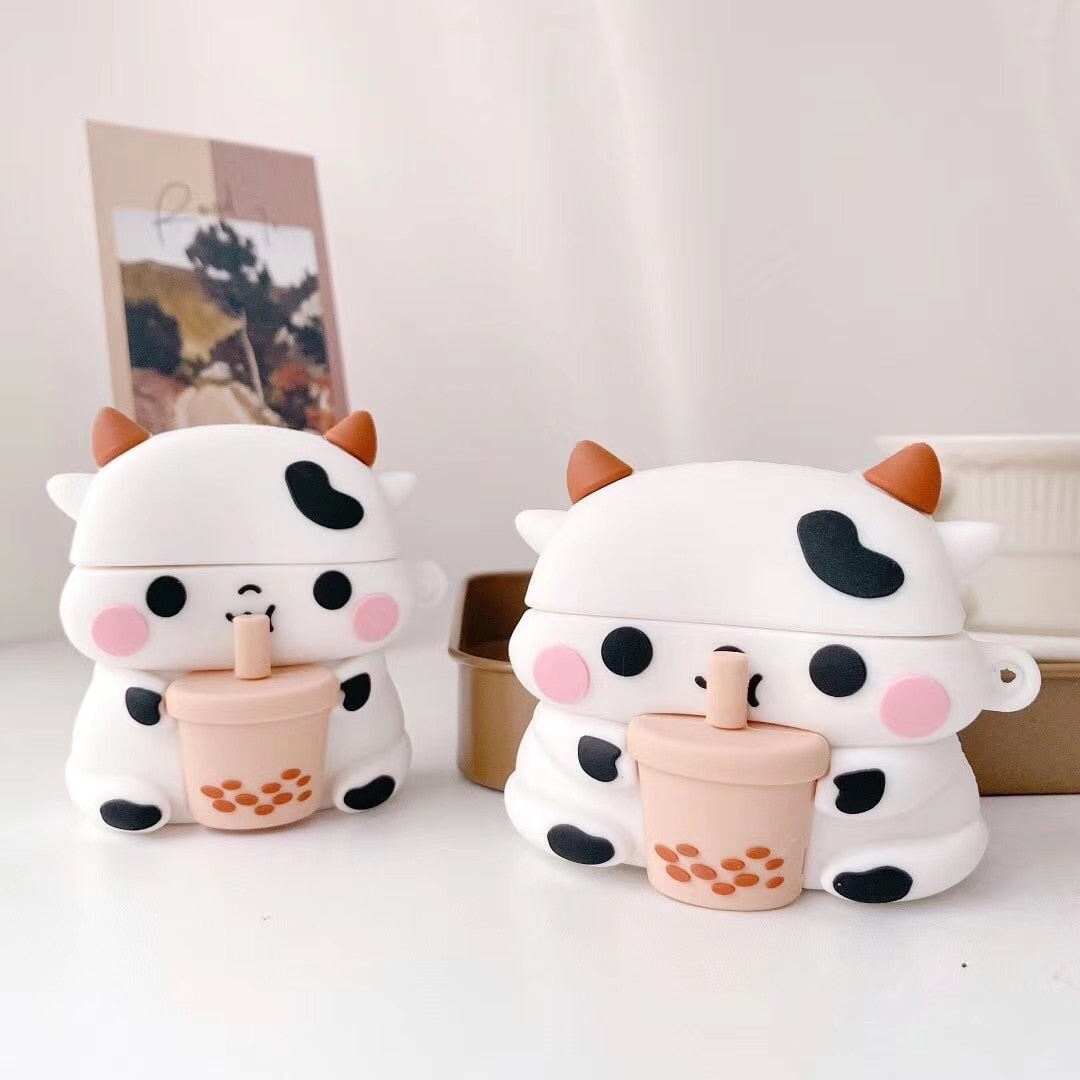Bubbly Boba Cow Airpods Case (1&2&Pro) - Kawaiies - Adorable - Cute - Plushies - Plush - Kawaii