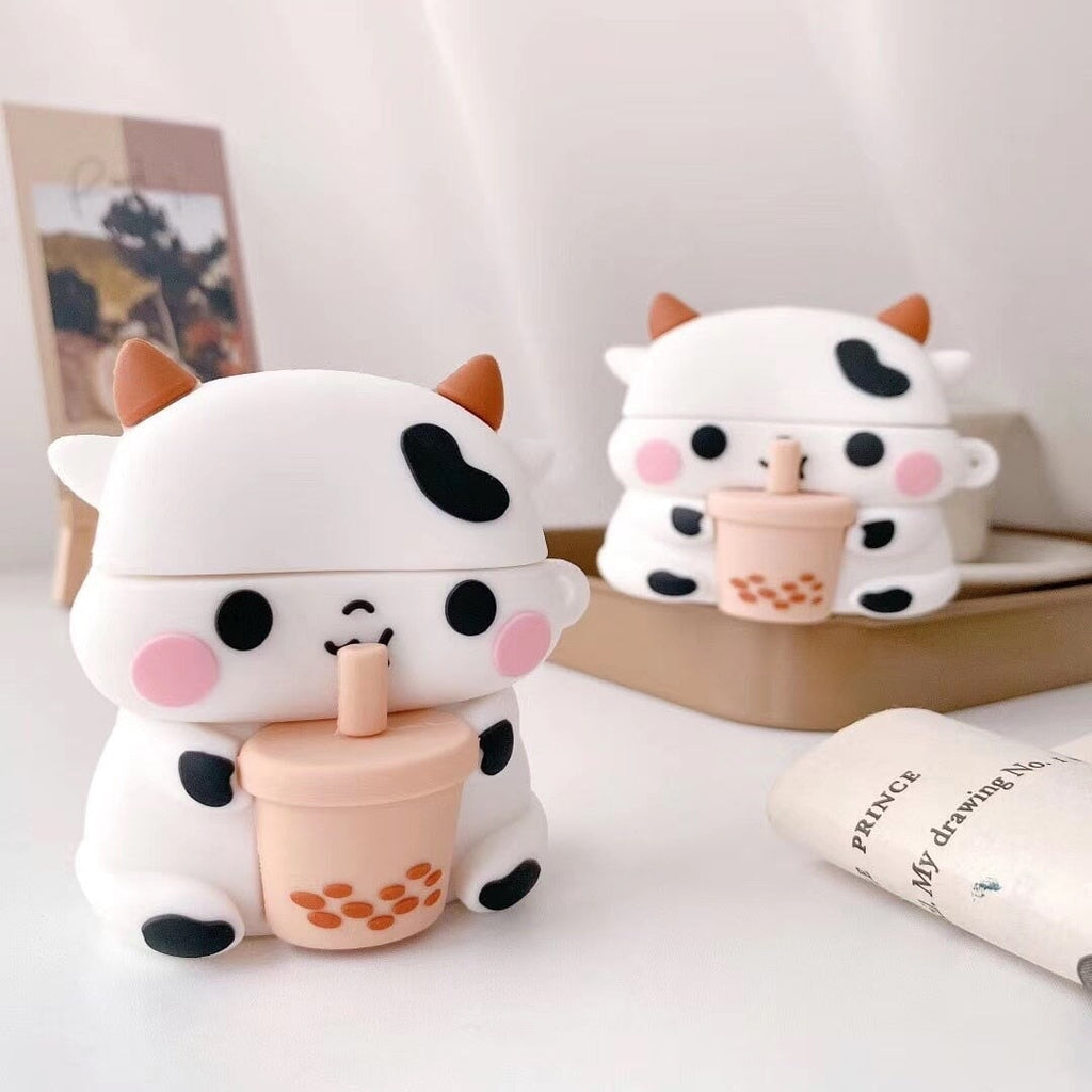 Bubbly Boba Cow Airpods Case (1&2&Pro) - Kawaiies - Adorable - Cute - Plushies - Plush - Kawaii