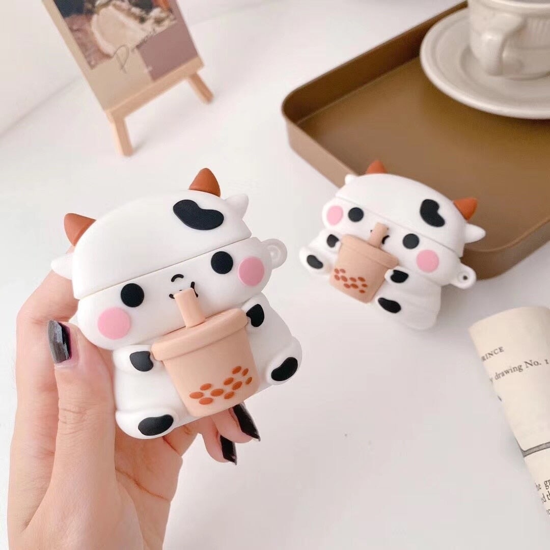 Bubbly Boba Cow Airpods Case (1&2&Pro) - Kawaiies - Adorable - Cute - Plushies - Plush - Kawaii