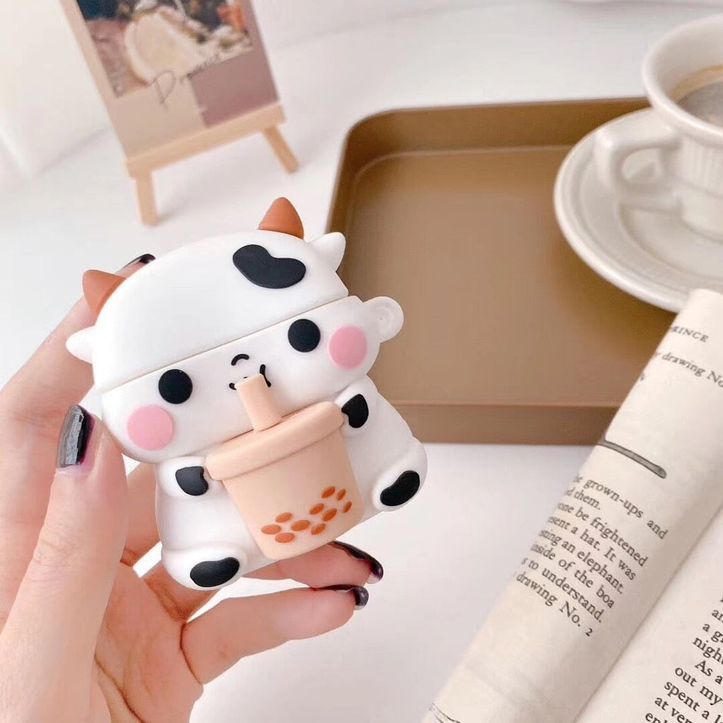 Bubbly Boba Cow Airpods Case (1&2&Pro) - Kawaiies - Adorable - Cute - Plushies - Plush - Kawaii