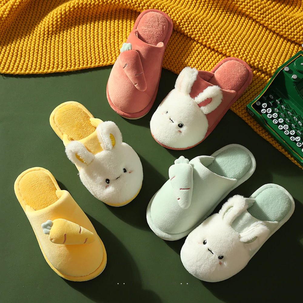 Bunny and Carrot Plush Slippers - Kawaiies - Adorable - Cute - Plushies - Plush - Kawaii