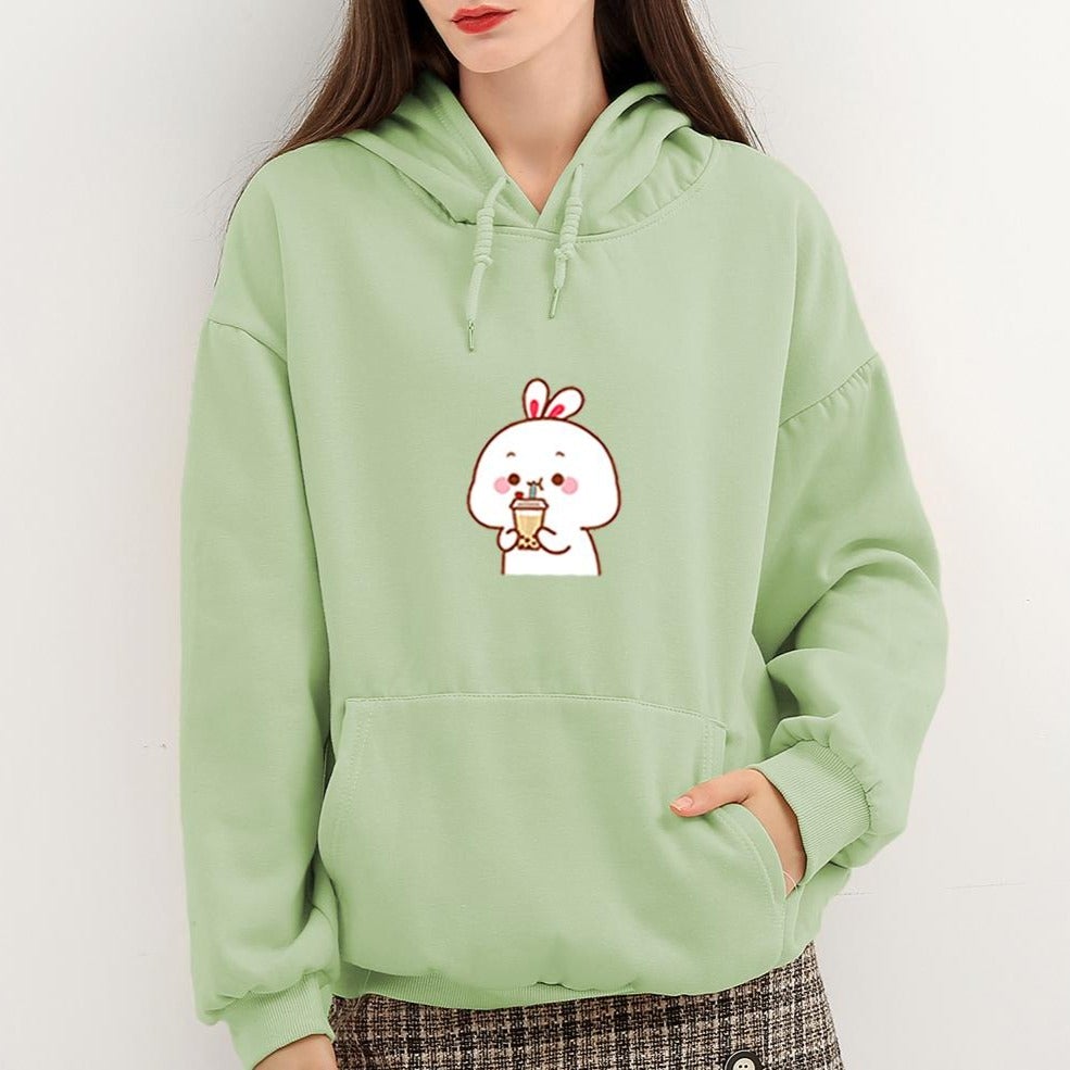 Bunny & Bubble Tea Part-Cotton Hoodie - Kawaiies - Adorable - Cute - Plushies - Plush - Kawaii