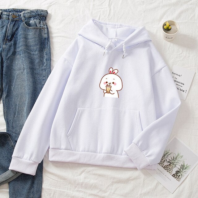 Bunny & Bubble Tea Part-Cotton Hoodie - Kawaiies - Adorable - Cute - Plushies - Plush - Kawaii