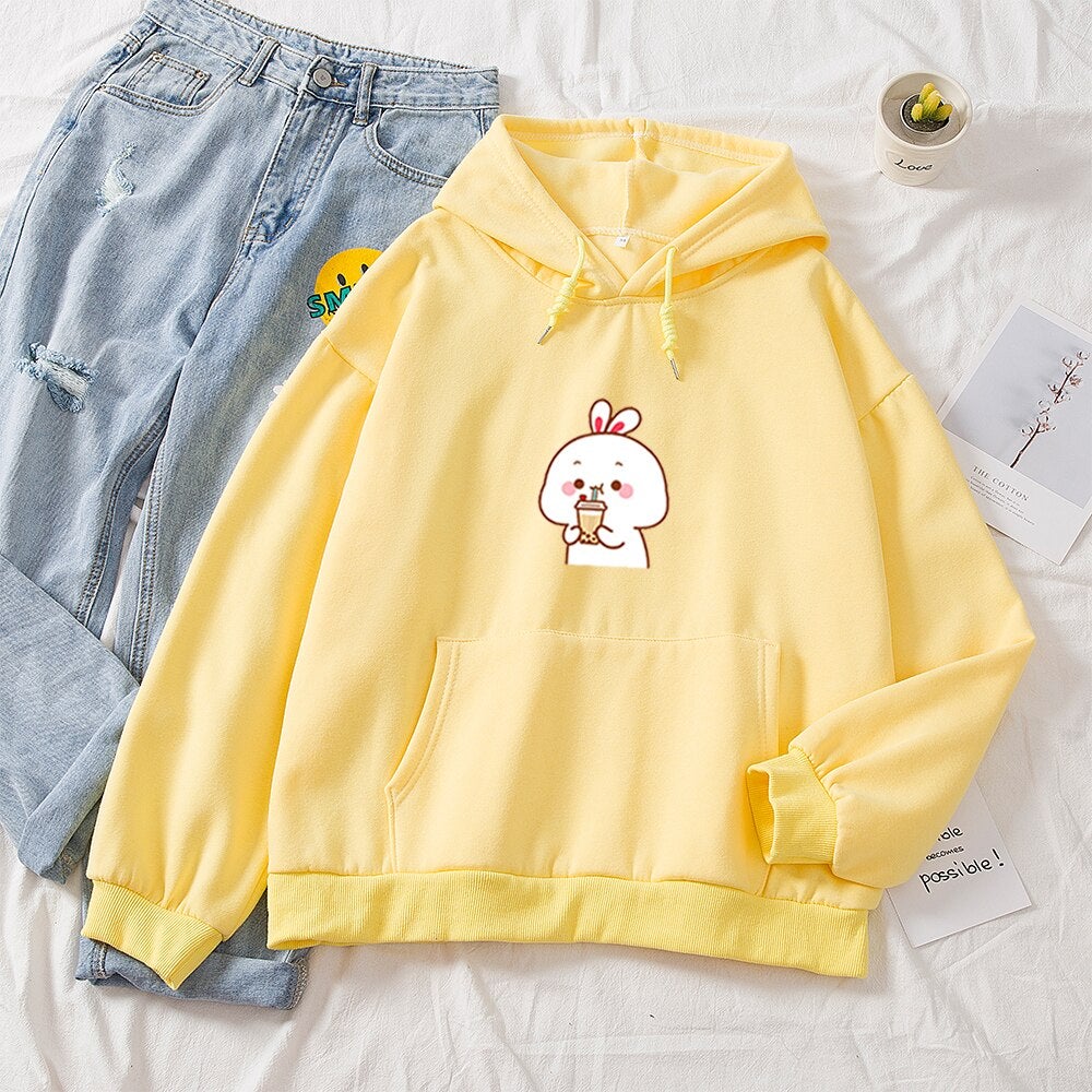 Bunny & Bubble Tea Part-Cotton Hoodie - Kawaiies - Adorable - Cute - Plushies - Plush - Kawaii
