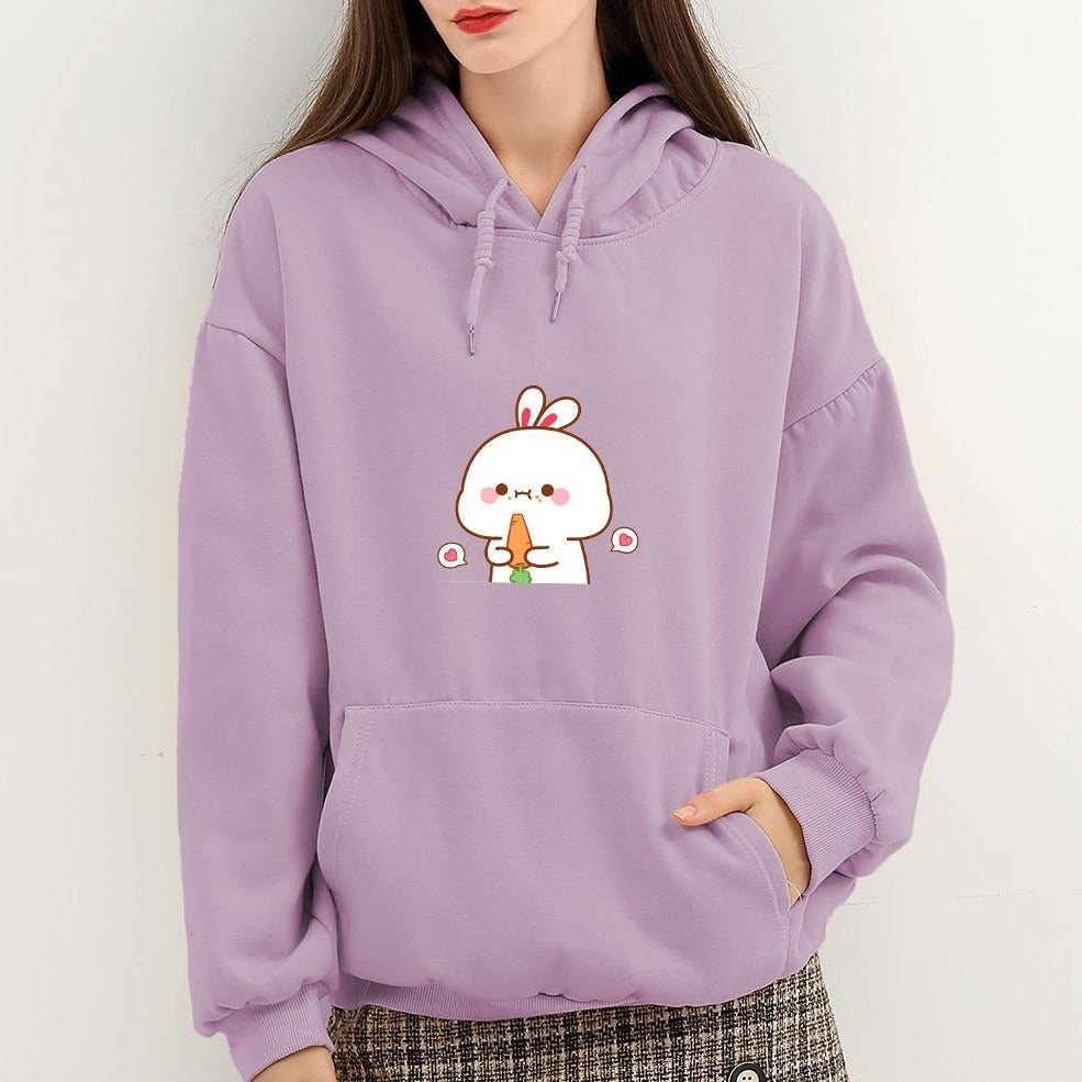 Kawaii White Bunny & Carrot Part-Cotton Hoodie - Kawaiies - Adorable - Cute - Plushies - Plush - Kawaii