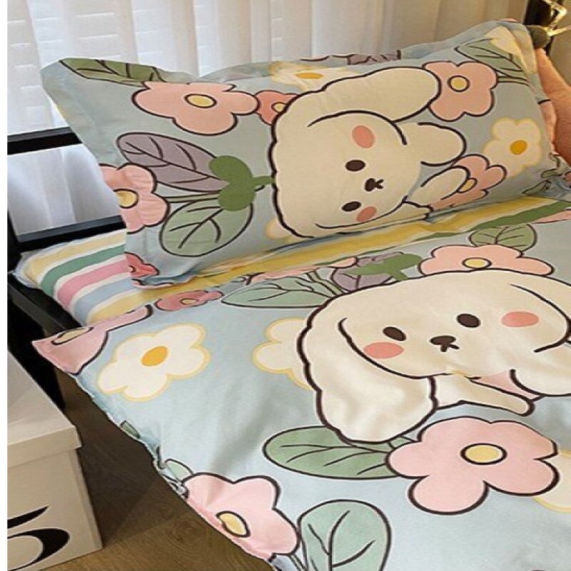 Bunny Loves Japanese Strawberries Bedding Set - Kawaiies - Adorable - Cute - Plushies - Plush - Kawaii