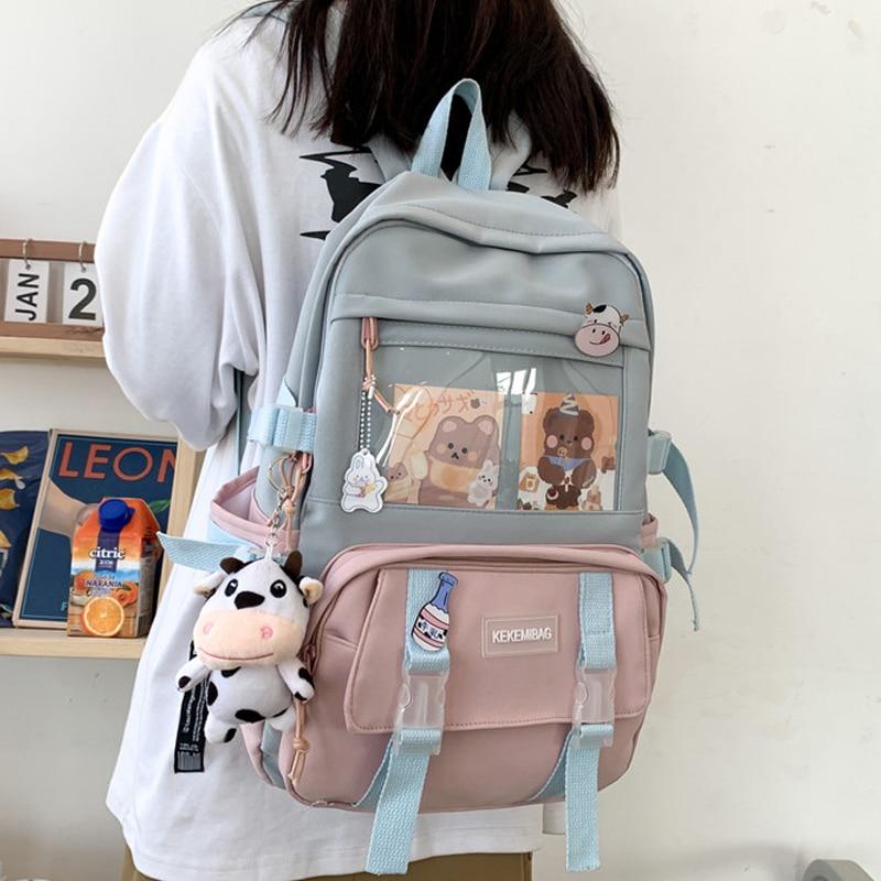 cianmi veasrge mini backpack w teddy bear Canvas Kekemi Bear Friends Backpack – Kawaiies