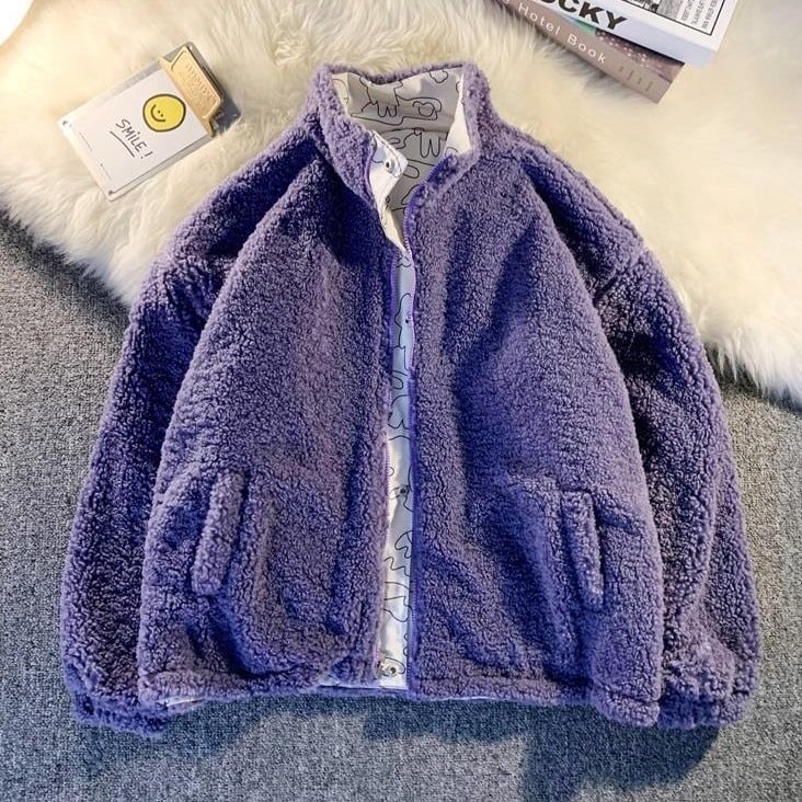 Cartoon Illustration Fluffy Zipped Inverse Jacket (2023 Season) - Kawaiies - Adorable - Cute - Plushies - Plush - Kawaii