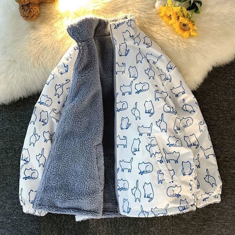 Cartoon Illustration Fluffy Zipped Inverse Jacket (2023 Season) - Kawaiies - Adorable - Cute - Plushies - Plush - Kawaii
