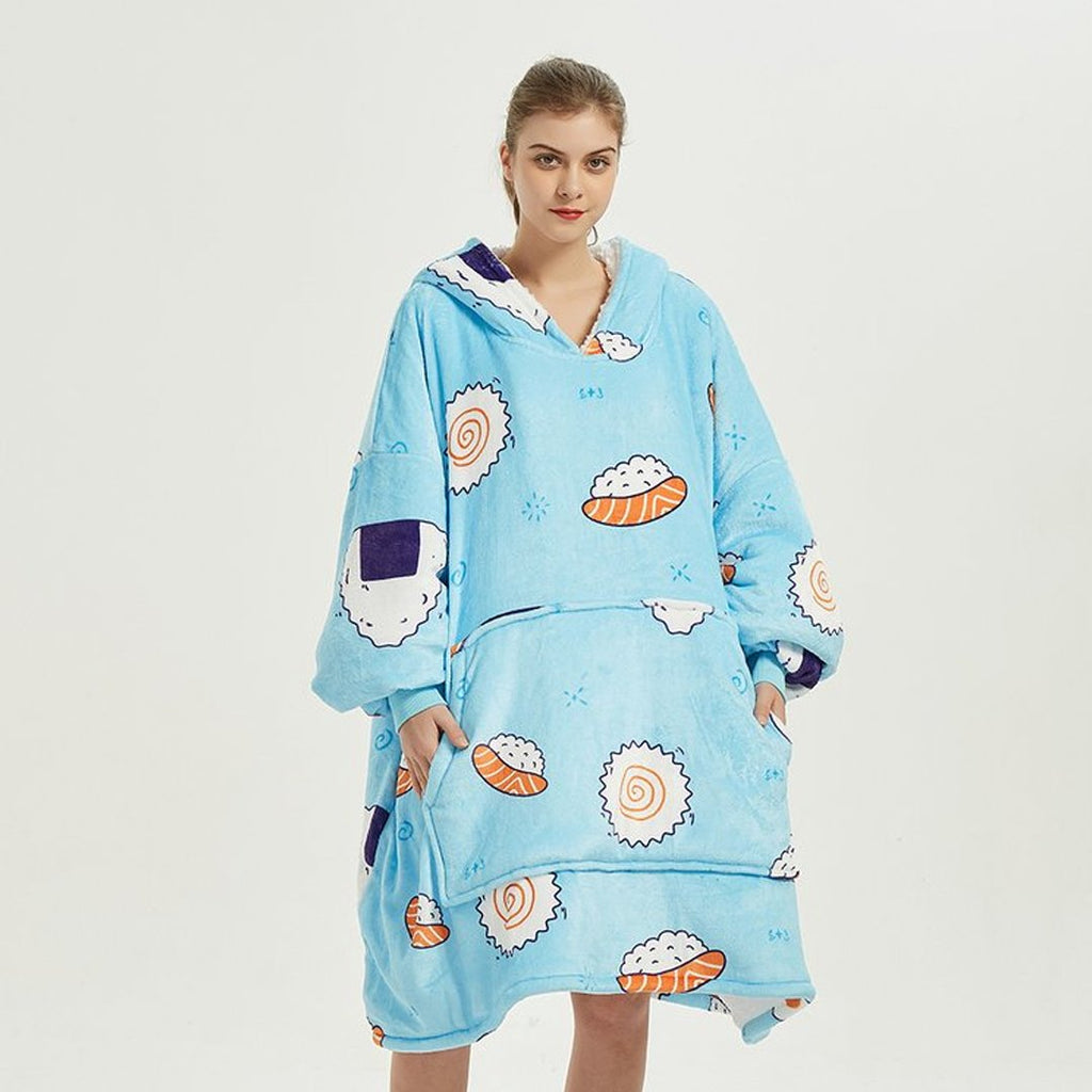 Cartoon Japanese Sushi Oversized Thick Blanket Hoodie - Kawaiies - Adorable - Cute - Plushies - Plush - Kawaii