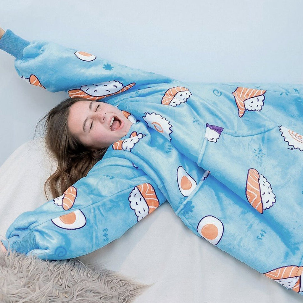 Cartoon Japanese Sushi Oversized Thick Blanket Hoodie - Kawaiies - Adorable - Cute - Plushies - Plush - Kawaii