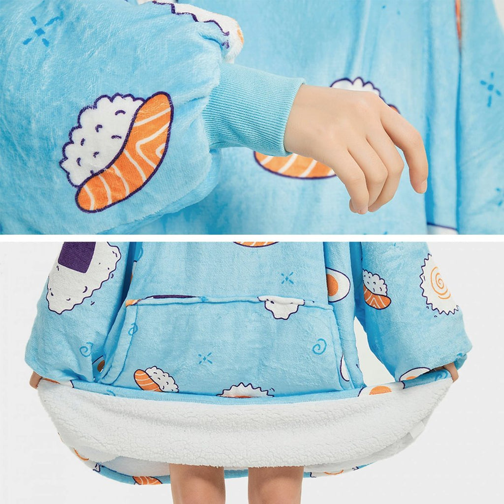 Cartoon Japanese Sushi Oversized Thick Blanket Hoodie - Kawaiies - Adorable - Cute - Plushies - Plush - Kawaii