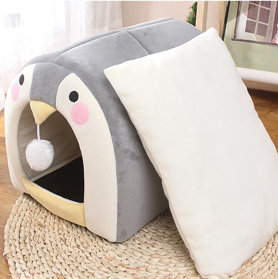 Cat Dog Beds Cave Happy Penguin Hideout - Kawaiies - Adorable - Cute - Plushies - Plush - Kawaii