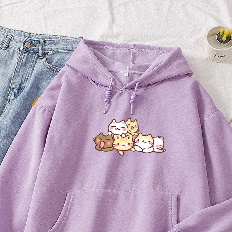 Cat Party Cotton Hoodie - Kawaiies - Adorable - Cute - Plushies - Plush - Kawaii