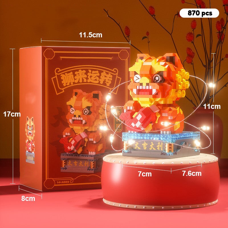 kawaiies-softtoys-plushies-kawaii-plush-Chinese Lion Dragon Micro Building Blocks Build it Orange 870 Pcs Exclude 