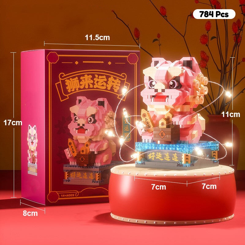 kawaiies-softtoys-plushies-kawaii-plush-Chinese Lion Dragon Micro Building Blocks Build it Pink 784 Pcs Exclude 