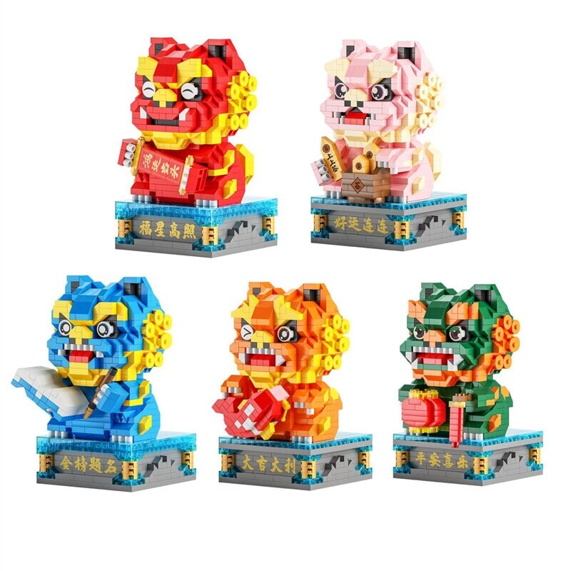 Chinese Lion Dragon Micro Building Blocks - Kawaiies - Adorable - Cute - Plushies - Plush - Kawaii