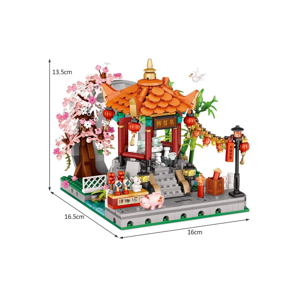 Chinese Street Lake Bridge Pavilion Teahouse Micro Building Set Collection - Kawaiies - Adorable - Cute - Plushies - Plush - Kawaii