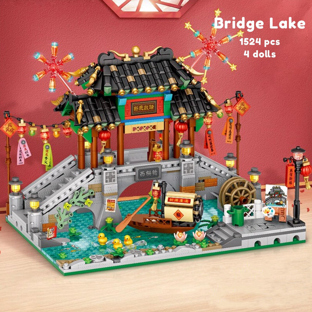 Chinese Street Lake Bridge Pavilion Teahouse Micro Building Set Collec ...