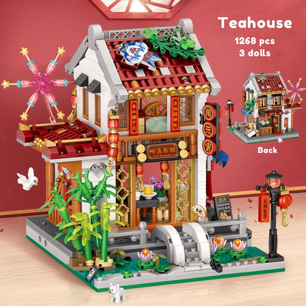 Chinese Street Lake Bridge Pavilion Teahouse Micro Building Set Collection - Kawaiies - Adorable - Cute - Plushies - Plush - Kawaii